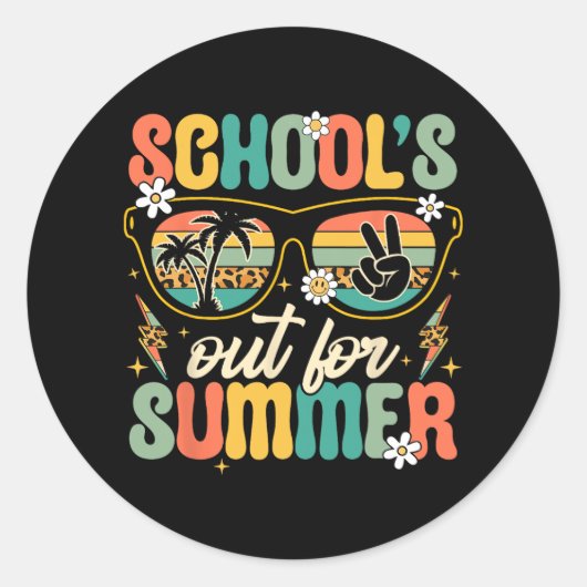 De laatste schooldag is uit voor Summer Teacher Bo Ronde Sticker (Voorkant)