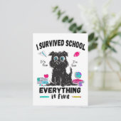 De laatste schooldag overleefde ik school briefkaart (Staand voorkant)