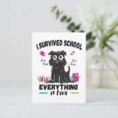 De laatste schooldag overleefde ik school briefkaart (Staand voorkant)