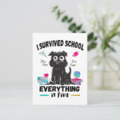 De laatste schooldag overleefde ik school briefkaart (Staand voorkant)