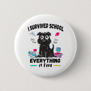 De laatste schooldag overleefde ik school ronde button 5,7 cm