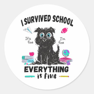 De laatste schooldag overleefde ik school ronde sticker