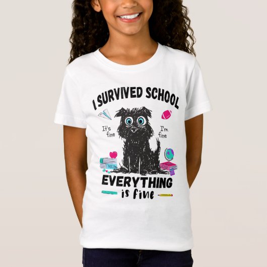 De laatste schooldag overleefde ik school t-shirt (Voorkant)