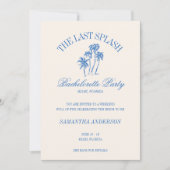 De laatste Splash Blue Retro Beach Bachelorette Kaart (Voorkant)