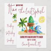 De laatste splash, strand, surfen vrijgezellenfees kaart (Voorkant / Achterkant)