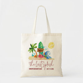 De laatste splash, strand, surfen vrijgezellenfees tote bag