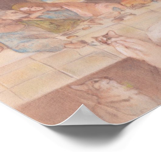 De laatste Supper en Cat Leonardo da Vinci Poster (Hoek)