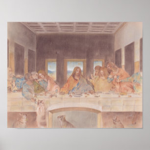 De laatste Supper en Cat Leonardo da Vinci Poster