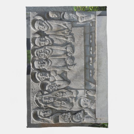 De laatste Supper Gravestone Theedoek (Verticaal)