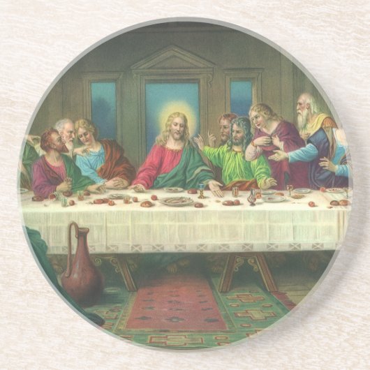 De laatste Supper oorspronkelijk door Leonardo da  Zandsteen Onderzetter (Voorkant)