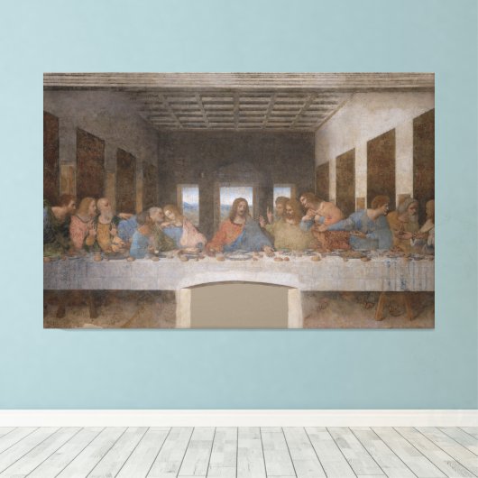 De laatste Supper/Última Cena van Leonardo da Vinc Canvas Afdruk (Insitu (Houten vloer))