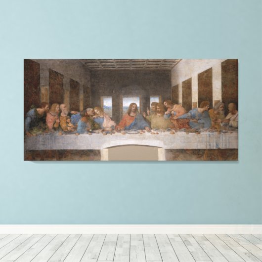 De laatste Supper van Leonardo Da Vinci Canvas Afdruk (Insitu (Houten vloer))