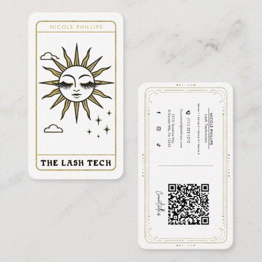 De laatste Tech Dramatische Sun Tarot Social Media Visitekaartje (Voorkant / Achterkant)