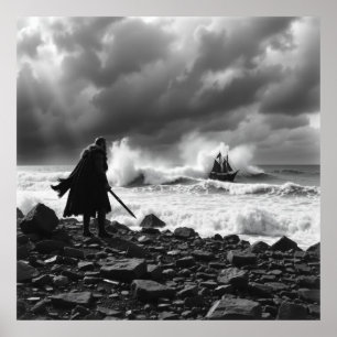 De laatste tribune van de Viking - Charcoal Art of Poster