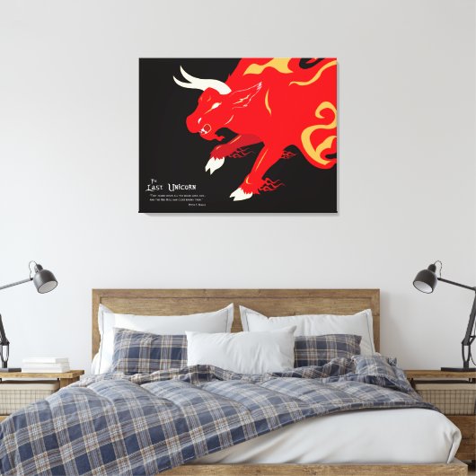 De laatste Unicorn: Het rode Bull Canvas (Insitu (Slaapkamer))