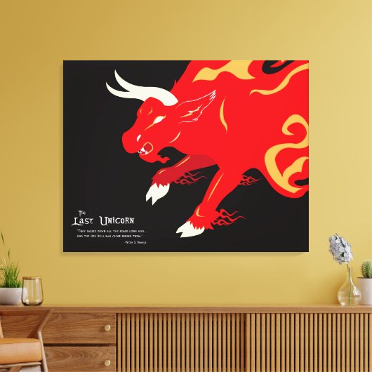 De laatste Unicorn: Het rode Bull Canvas (Insitu (Woonkamer))
