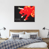 De laatste Unicorn: Het rode Bull Canvas Afdruk (Insitu (Slaapkamer))
