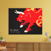 De laatste Unicorn: Het rode Bull Canvas Afdruk (Insitu (Woonkamer))
