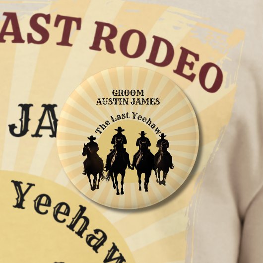 De Laatste Yeehaw Cowboy Zonsondergang Bruidegom N Ronde Button 5,7 Cm