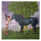 De laatste zwarte Eenhoorn Tegel Tegeltje (Voorkant)