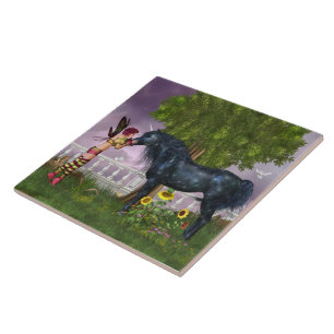 De laatste zwarte Unicorn Tile Tegeltje