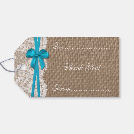 De Labels van het Collectie Rustic Blue Bow Cadeaulabel (Achterkant Horizontaal)