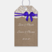 De Labels van het Collectie Rustic Blue Bow Cadeaulabel (Voorkant)