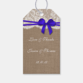 De Labels van het Collectie Rustic Blue Bow Cadeaulabel