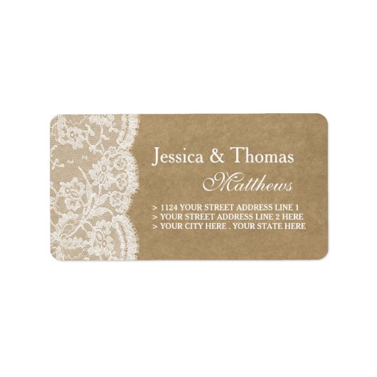 De labels voor het Collectie Kraft & Lace Wedding (Voorkant)