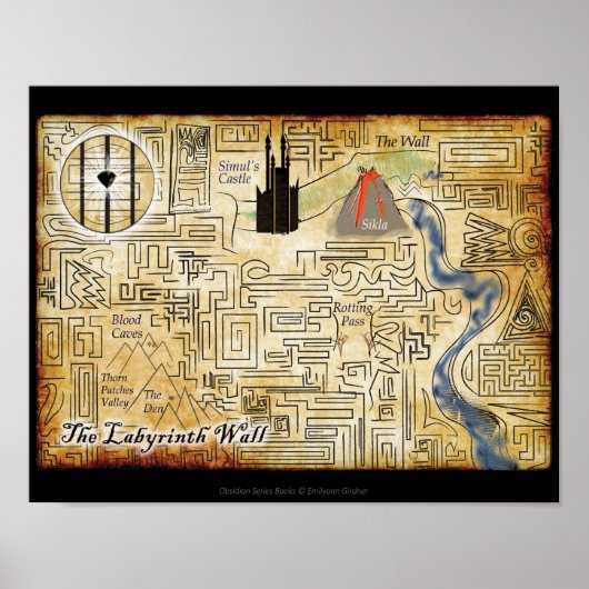 De Labyrinth Wall 14x11 Map Afdrukken Poster (Voorkant)