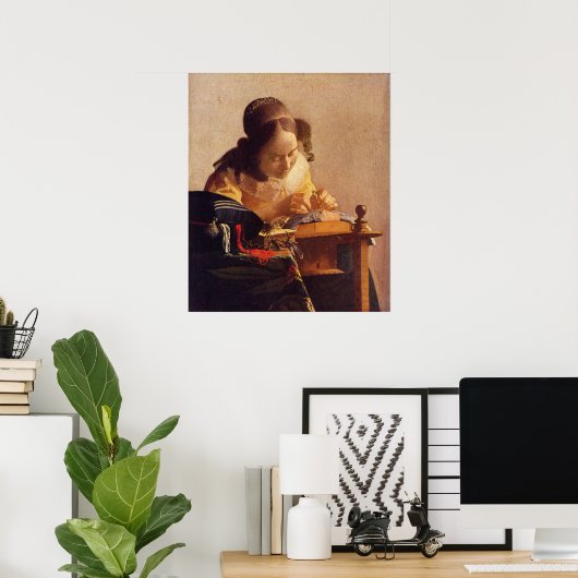 De Lacemaker door Johannes Vermeer Poster (Thuiskantoor)
