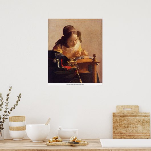 De Lacemaker door Johannes Vermeer Poster (Keuken)