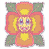 De lachende bloem sticker (Voorkant)