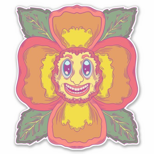 De lachende bloem sticker (Voorkant)