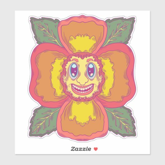 De lachende bloem sticker (Vel)