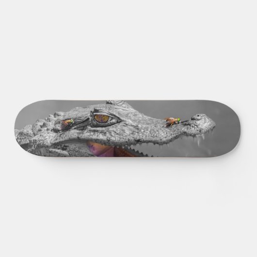 De lachende krokodil en de vliegen persoonlijk skateboard (Horizontaal)
