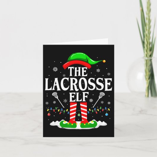 De Lacrosse Elf Grappig Matching Xmas Lacrosse Chr Kaart (Voorkant)