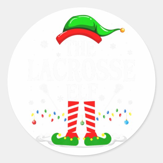 De Lacrosse Elf Grappig Matching Xmas Lacrosse Chr Ronde Sticker (Voorkant)