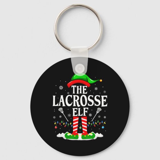 De Lacrosse Elf Grappig Matching Xmas Lacrosse Chr Sleutelhanger (Voorkant)