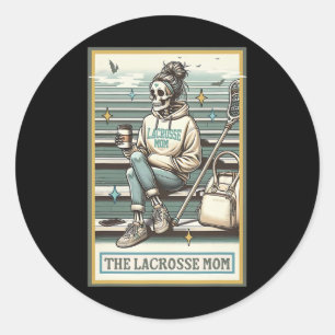 De Lacrosse Mom Skeleton Tarot Kaart Funny Mother' Ronde Sticker