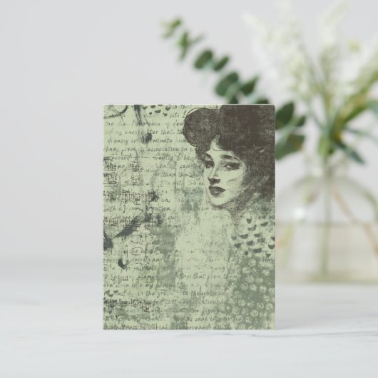 De Lady Mixed Media Grunge Collage Briefkaart (Staand voorkant)