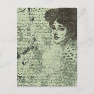 De Lady Mixed Media Grunge Collage Briefkaart