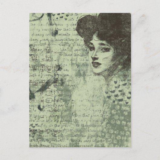 De Lady Mixed Media Grunge Collage Briefkaart (Voorkant)