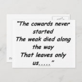 De lafaards zijn nooit begonnen briefkaart (Voorkant / Achterkant)