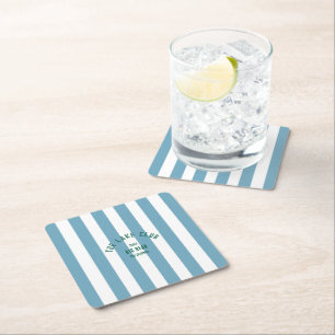De Lake Club Custom Crest Blue Nautical Stripe Kartonnen Onderzetters