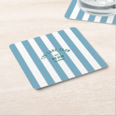 De Lake Club Custom Crest Blue Nautical Stripe Kartonnen Onderzetters (Schuin)