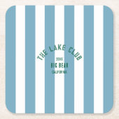 De Lake Club Custom Crest Blue Nautical Stripe Kartonnen Onderzetters (Voorkant)