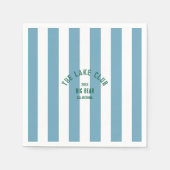 De Lake Club Custom Crest Blue Nautical Stripe Servet (Voorkant)