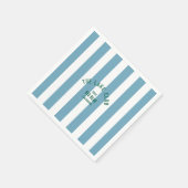 De Lake Club Custom Crest Blue Nautical Stripe Servet (Hoek)