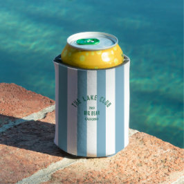 De Lake Club Green Crest Blue Nautical Stripe Blikjeskoeler